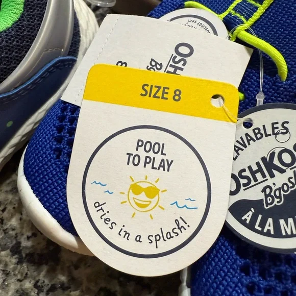 OshKosh Carters Boys Size 8 Shoes - Blue Green Grey Shoes Kids - Picture 3 of 7